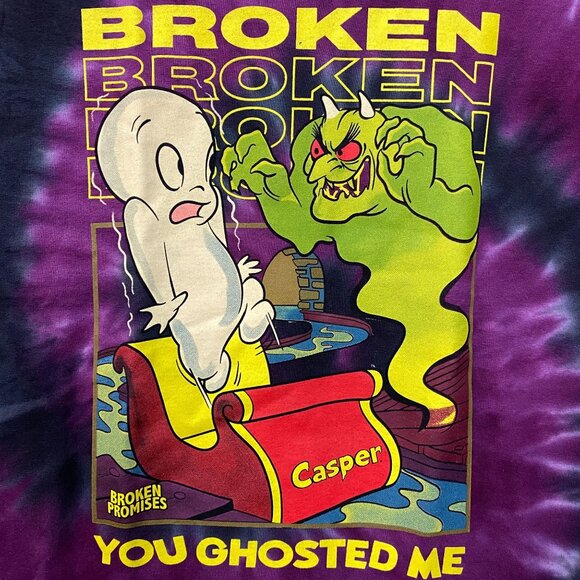 Broken Promises x Casper You Ghosted Me Tie Dye T-Shirt Small - Picture 2 of 4